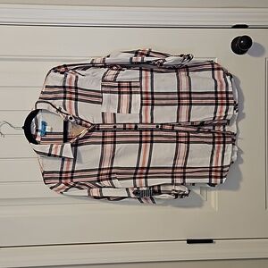White Coral And Navy Women's Flannel Size L